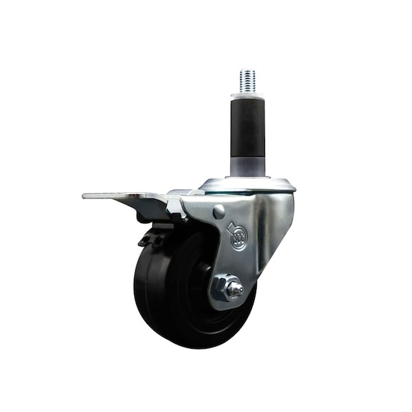 3'' Soft Rubber Swivel 1-1/8'' Expanding Stem Caster Total Lock Brake